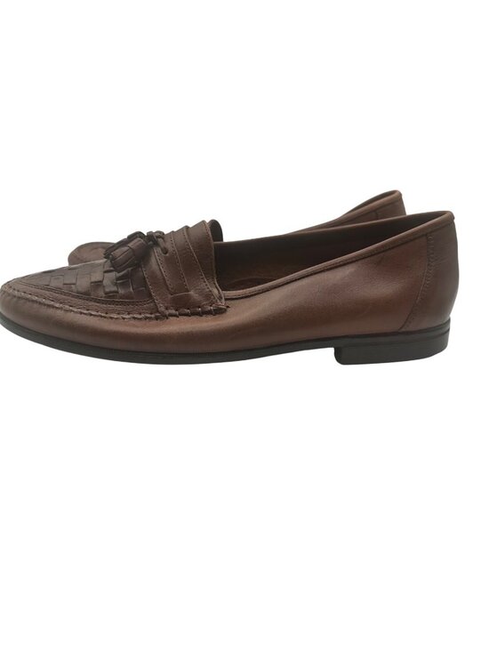 Oleg Cassini 11.5 Genuine Leather Tassel Loafers Woven Design Slip-On Style Brow main image 10